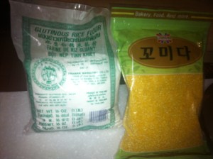 Glutinous rice flour and Comida cornmeal